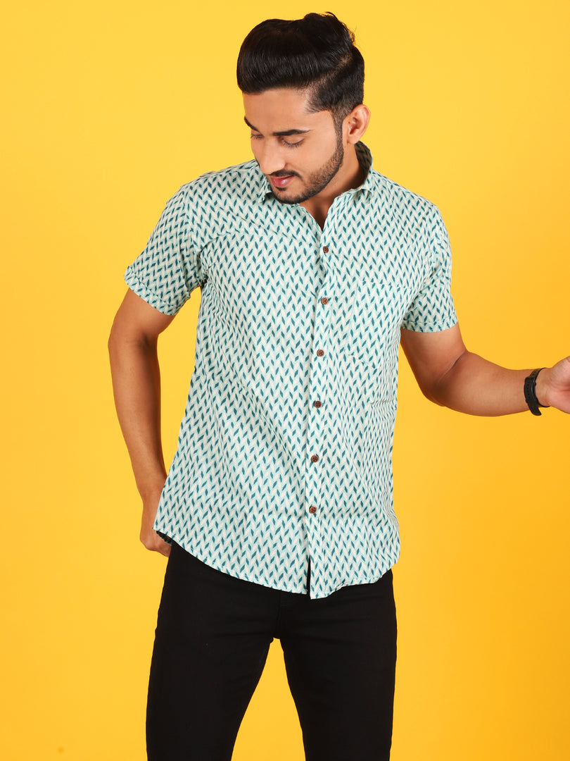 Sanganeri Print Casual Shirts for Men Stylish 100% Pure Cotton