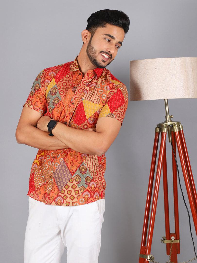 Sanganeri Print Casual Shirts for Men Stylish 100% Pure Cotton