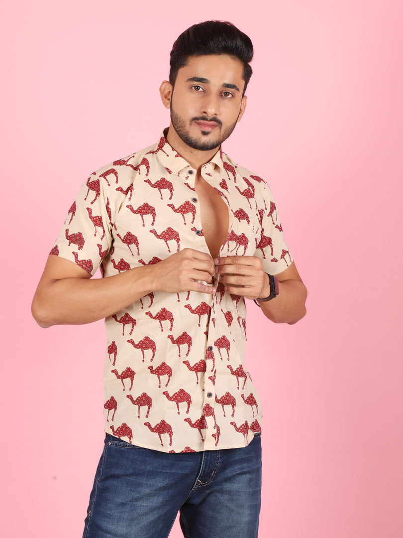 Sanganeri Print Casual Shirts for Men Stylish 100% Pure Cotton