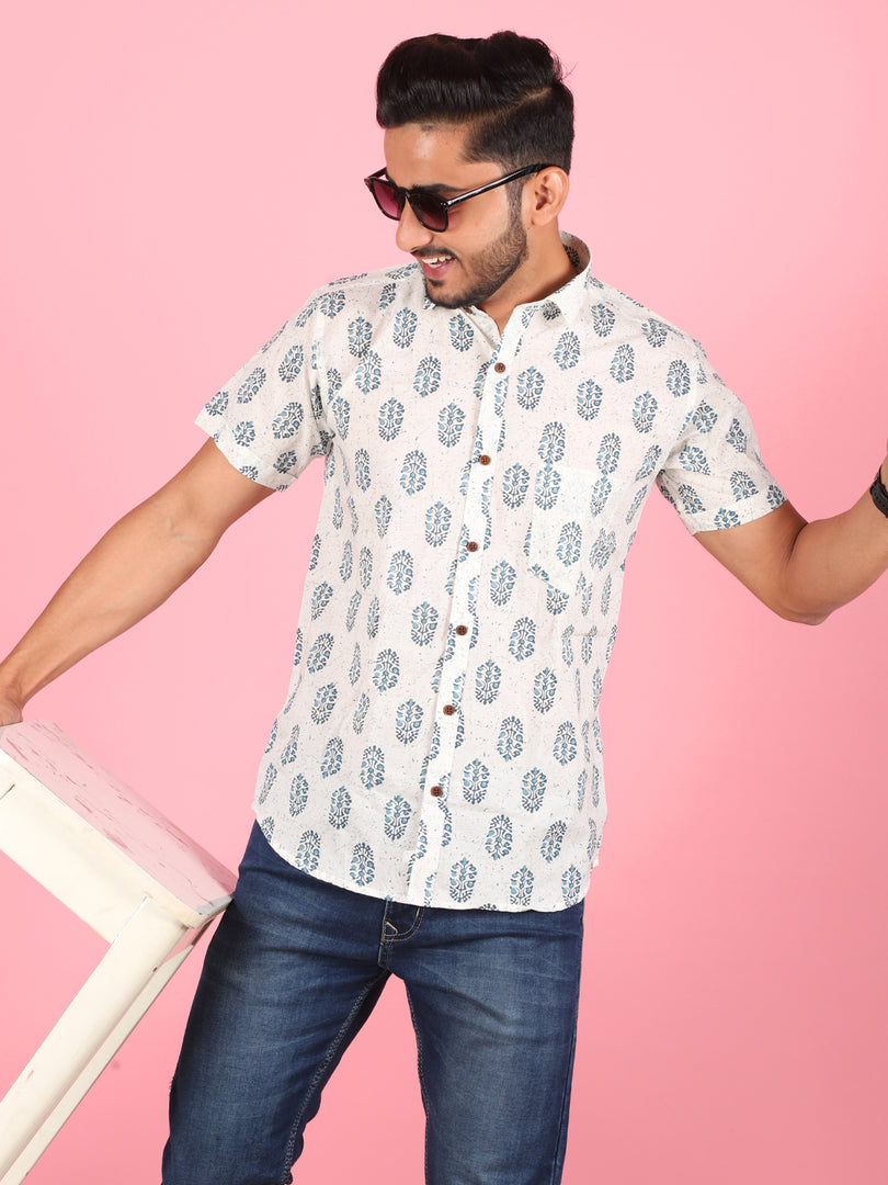 Sanganeri Print Casual Shirts for Men Stylish 100% Pure Cotton