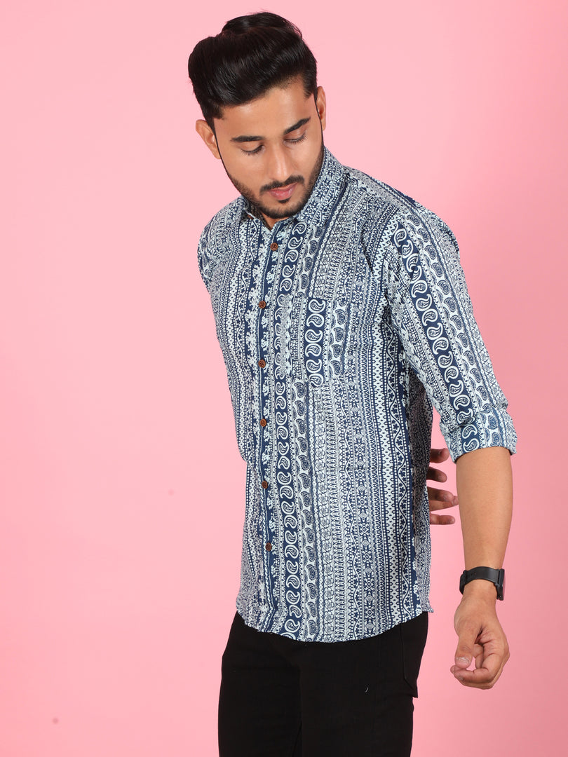 Sanganeri Print Casual Shirts for Men Stylish 100% Pure Cotton