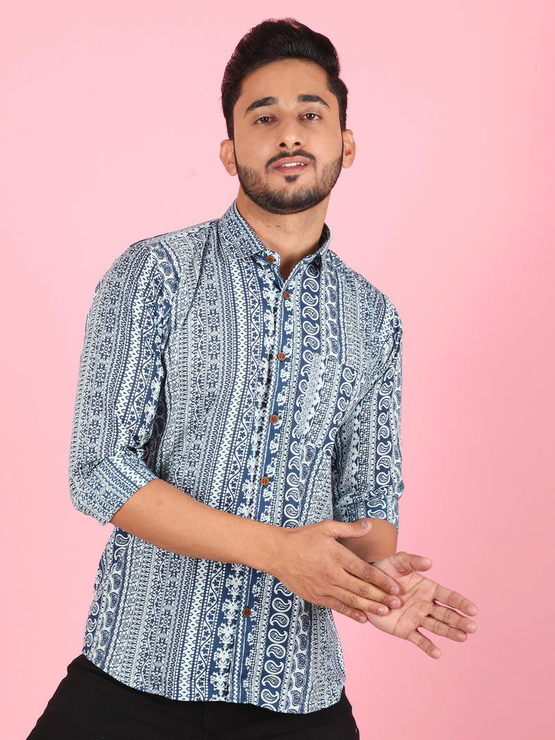 Sanganeri Print Casual Shirts for Men Stylish 100% Pure Cotton