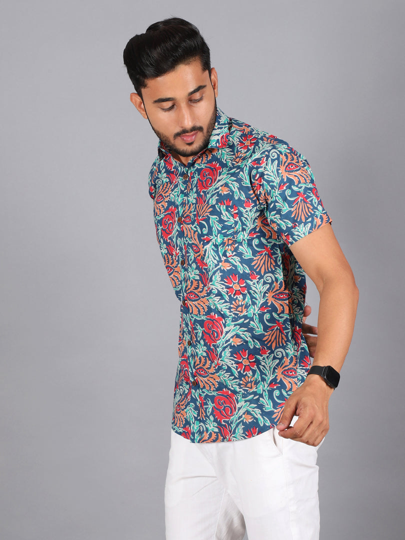 Sanganeri Print Casual Shirts for Men Stylish 100% Pure Cotton