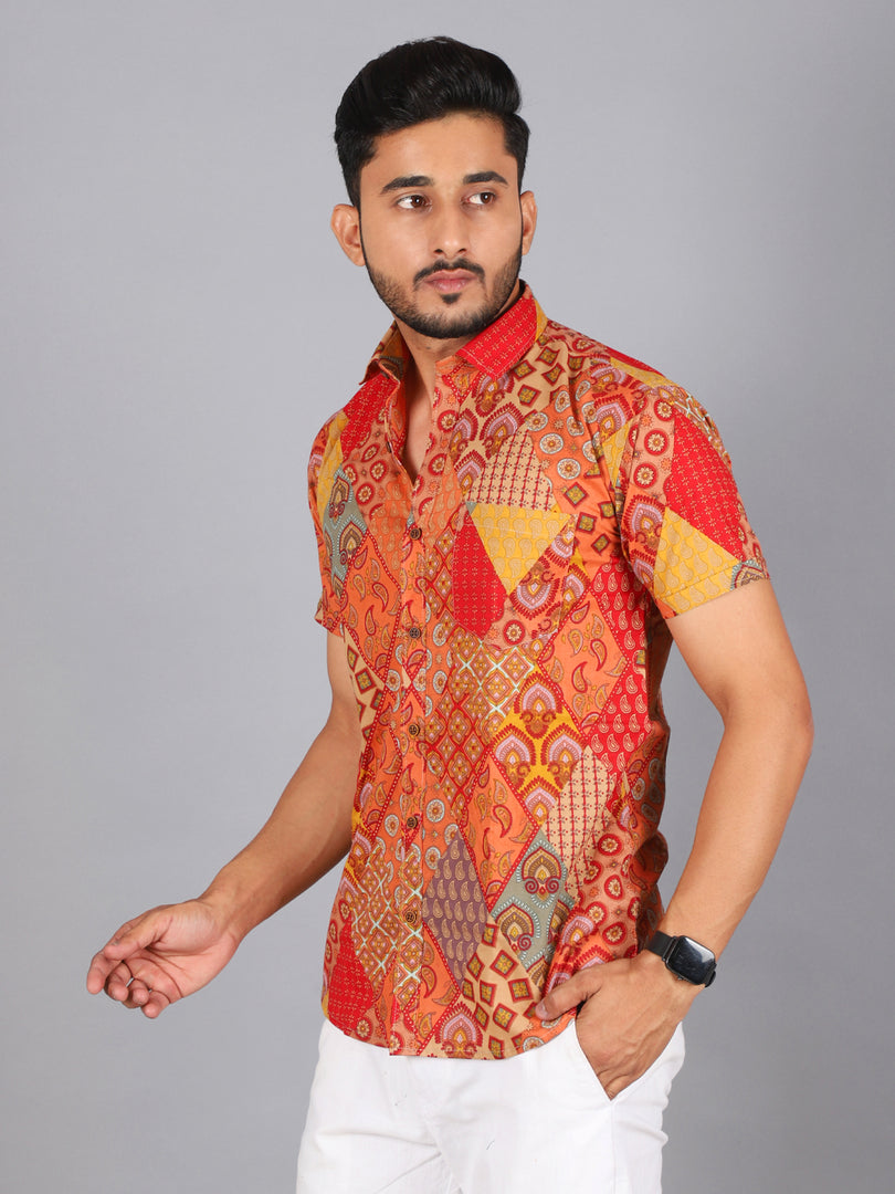 Sanganeri Print Casual Shirts for Men Stylish 100% Pure Cotton