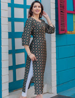 Load image into Gallery viewer, Round Neck Front Button Detailed Straight Kurti
