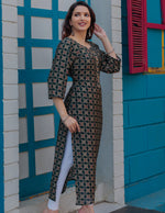 Load image into Gallery viewer, Round Neck Front Button Detailed Straight Kurti
