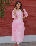 Load image into Gallery viewer, Front Detailed laced Straight Kurti
