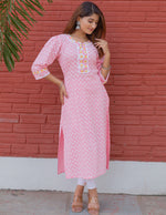 Load image into Gallery viewer, Front Detailed laced Straight Kurti
