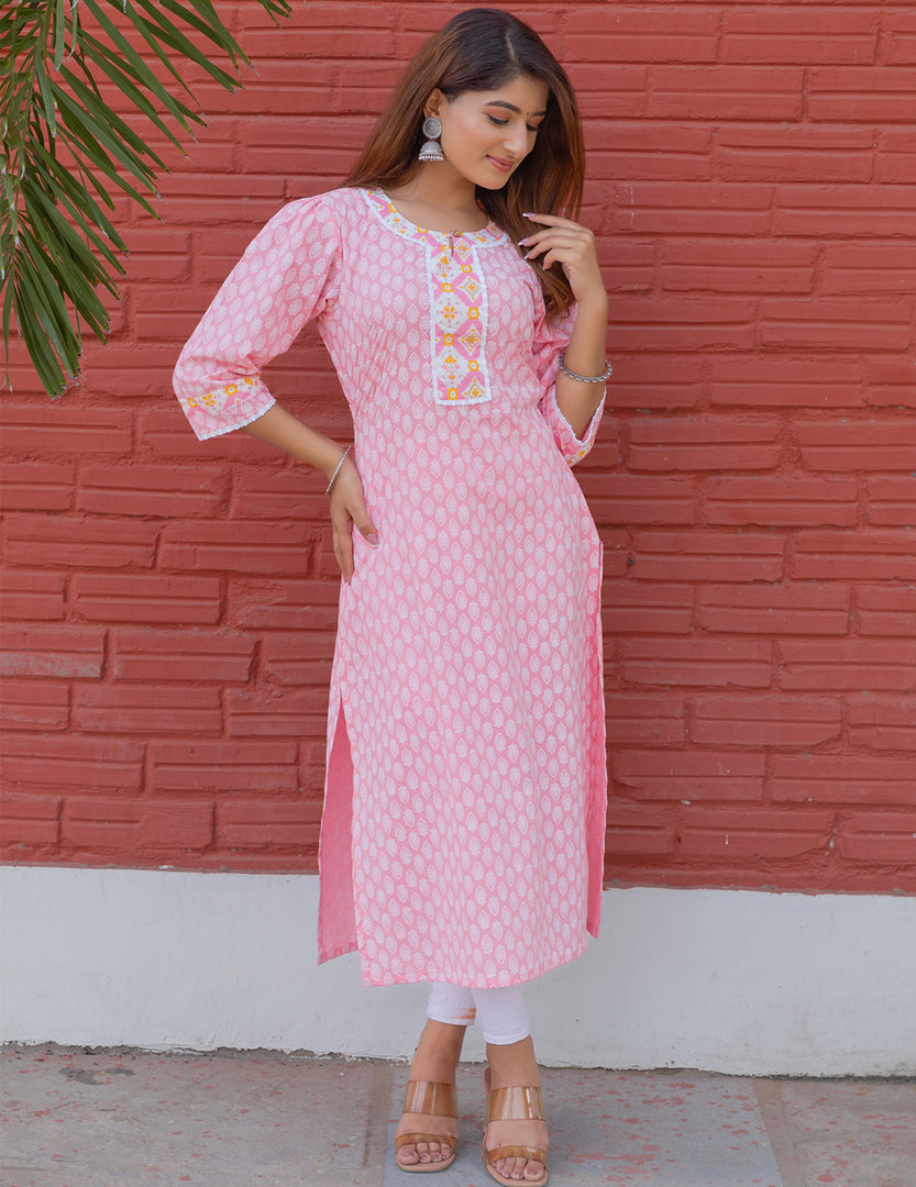 Front Detailed laced Straight Kurti