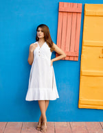Load image into Gallery viewer, White Flairy A line Dress
