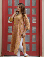 Load image into Gallery viewer, Yellow Printed Casual Straight Kurti

