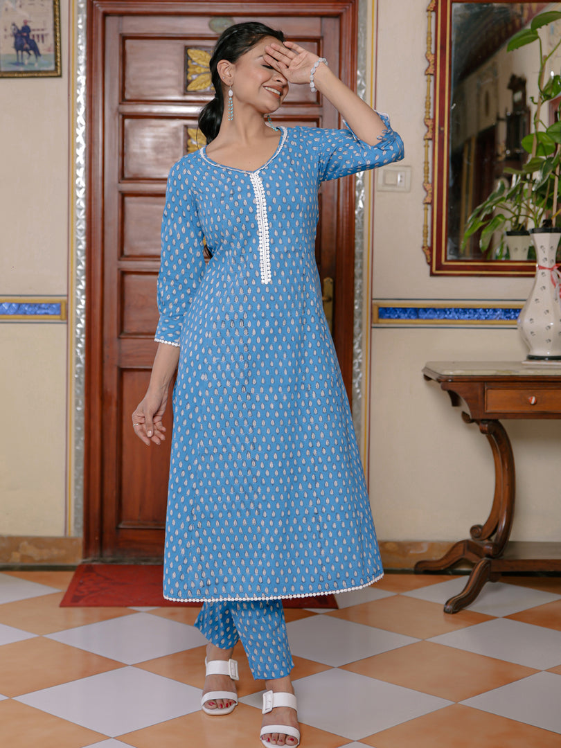 100% cotton A line Panel 2 pcs Kurta Set